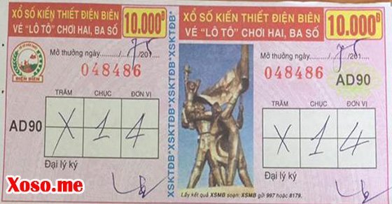 Xổ số lô tô 2, 3 số Điện Biên loại 10.000 đồng