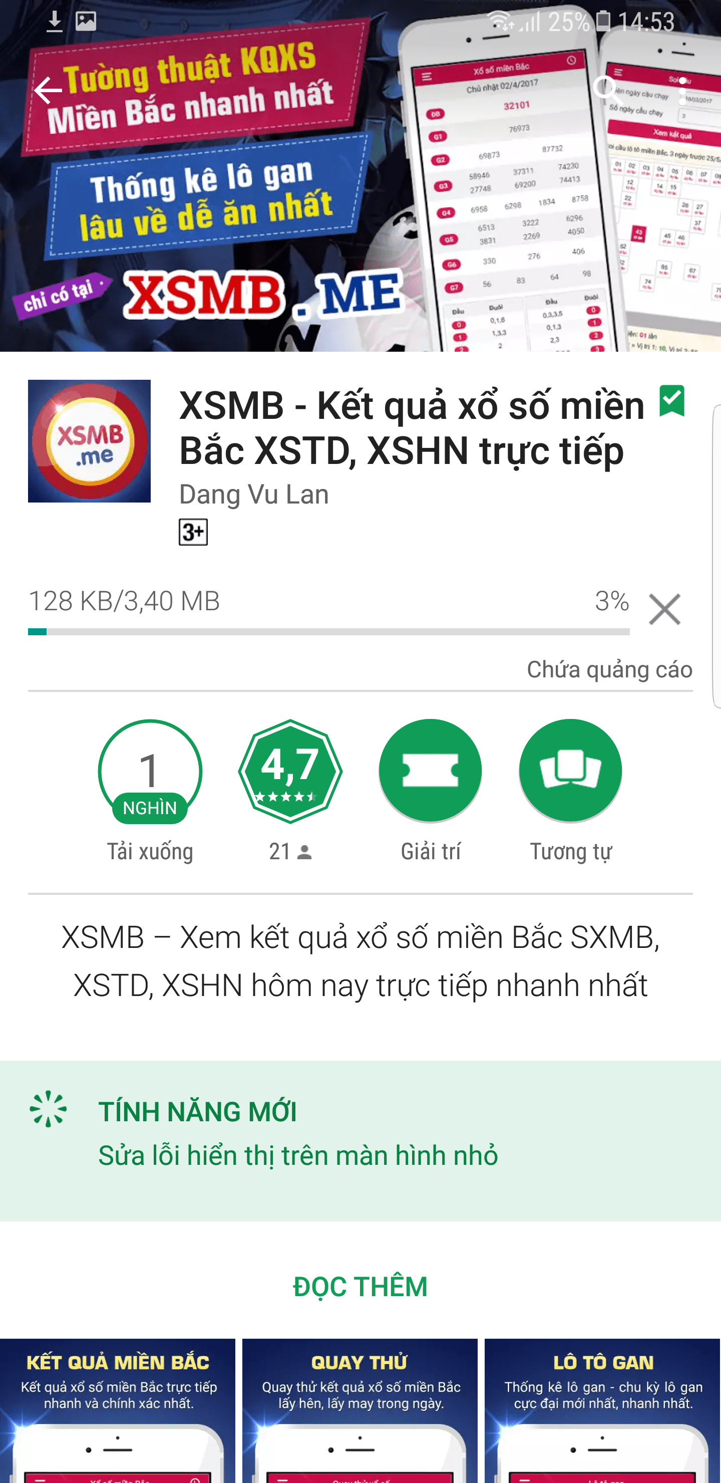 Chờ load xong rồi mở ứng dụng xsmb.me