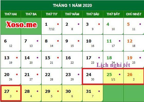 Lịch nghỉ tết của xổ số miền bắc 2020