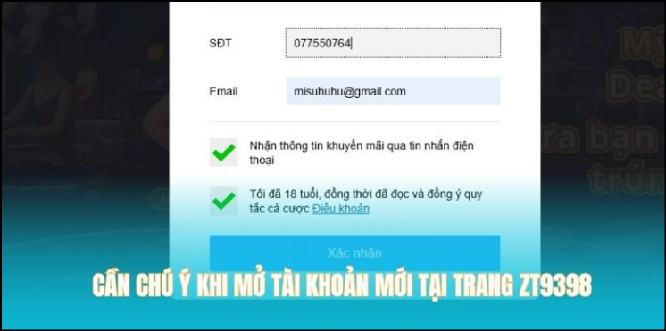 Lưu ý quan trọng khi đăng ký ZT9398