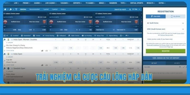 Trải nghiệm cá cược cầu lông hấp dẫn tại nền tảng
